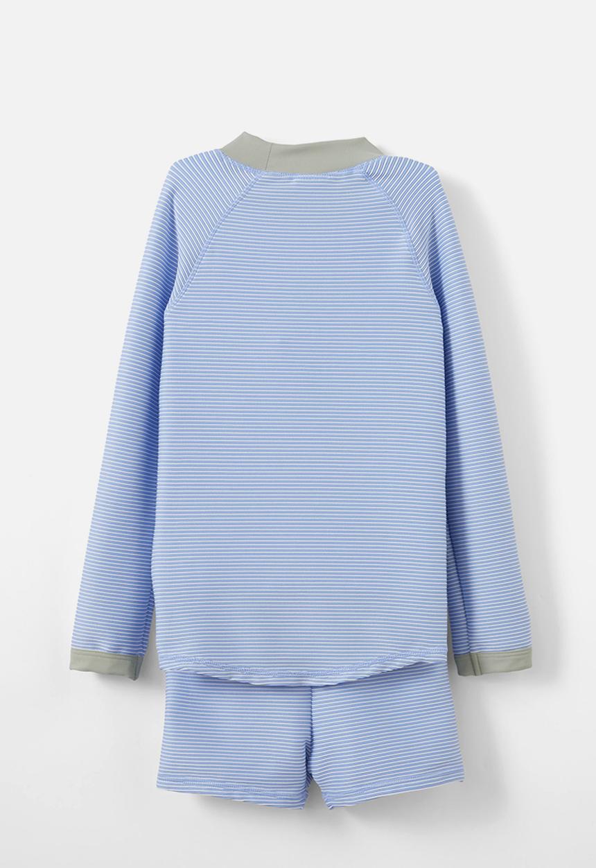 Cotton On - Flynn rash vest and billy boyleg trunk set - dusk blue/vanilla texture