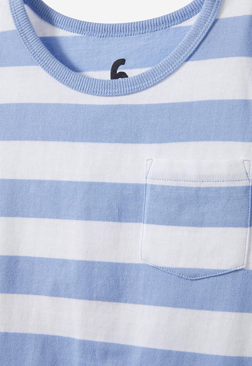 Cotton On - The essential tank - white/dusk blue stripe