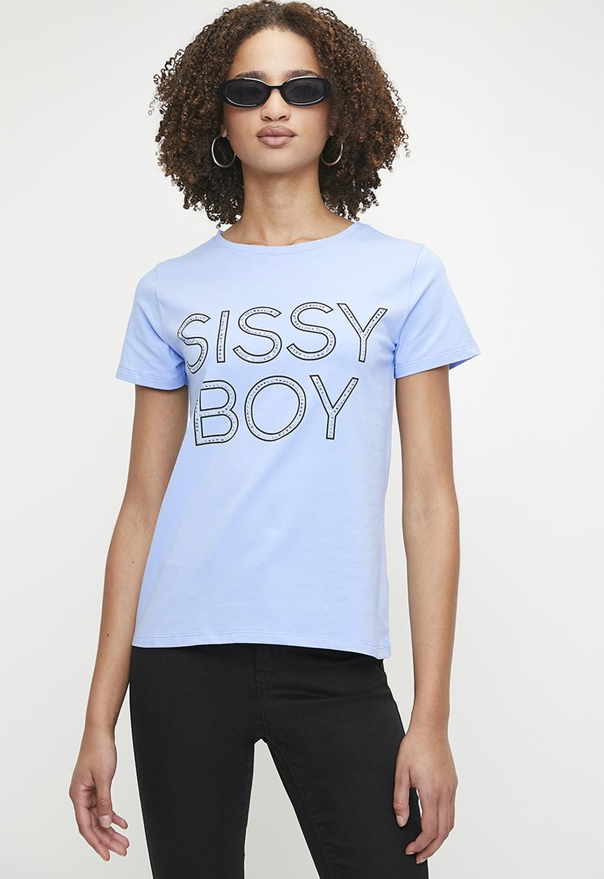 SISSY BOY - Izzie: Regular Fit Multi-Technique Logo Top - Cornflower