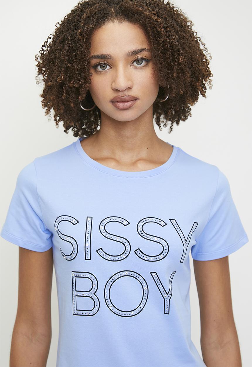 SISSY BOY - Izzie: Regular Fit Multi-Technique Logo Top - Cornflower