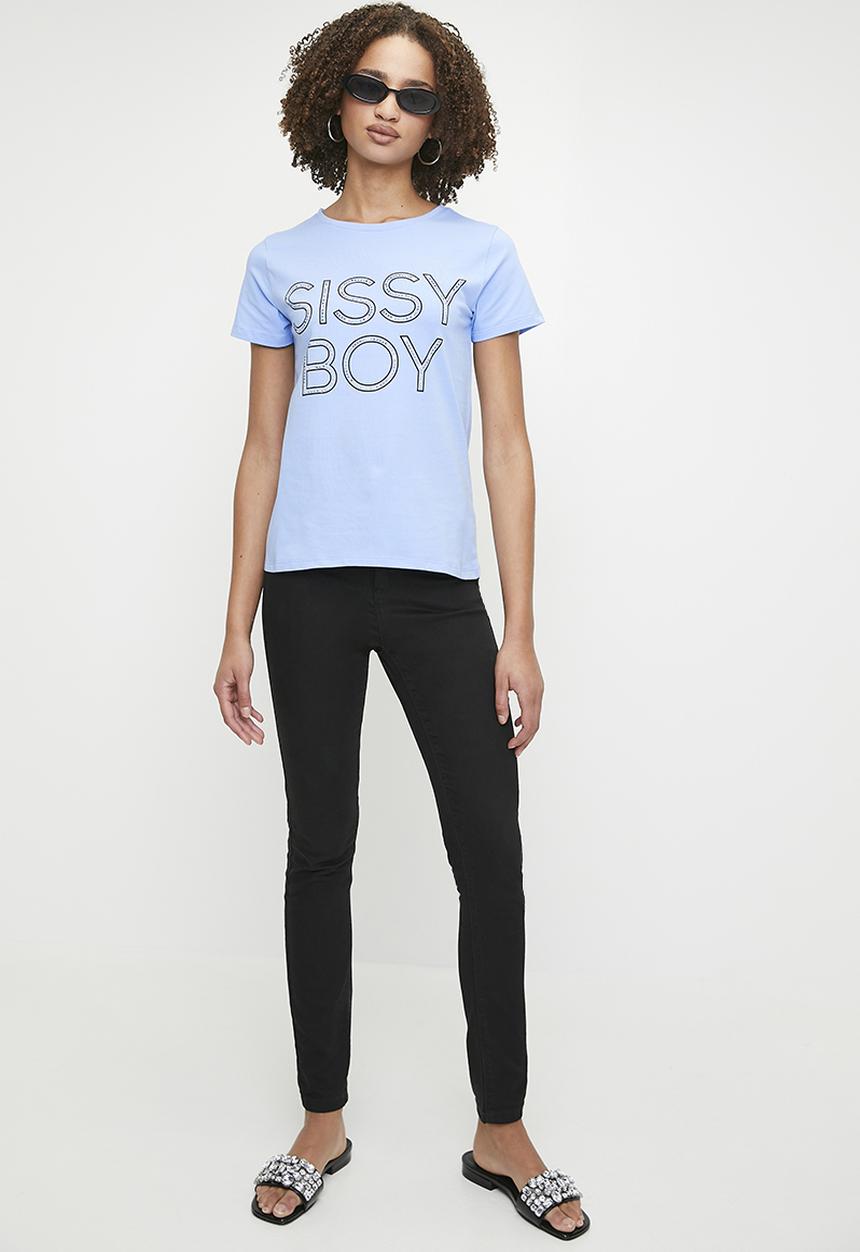 SISSY BOY - Izzie: Regular Fit Multi-Technique Logo Top - Cornflower