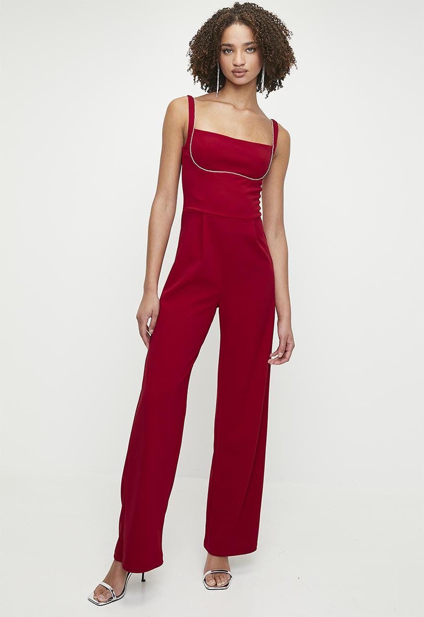 SISSY BOY - So demanding:jumpsuit with an underbust cutline - deep red