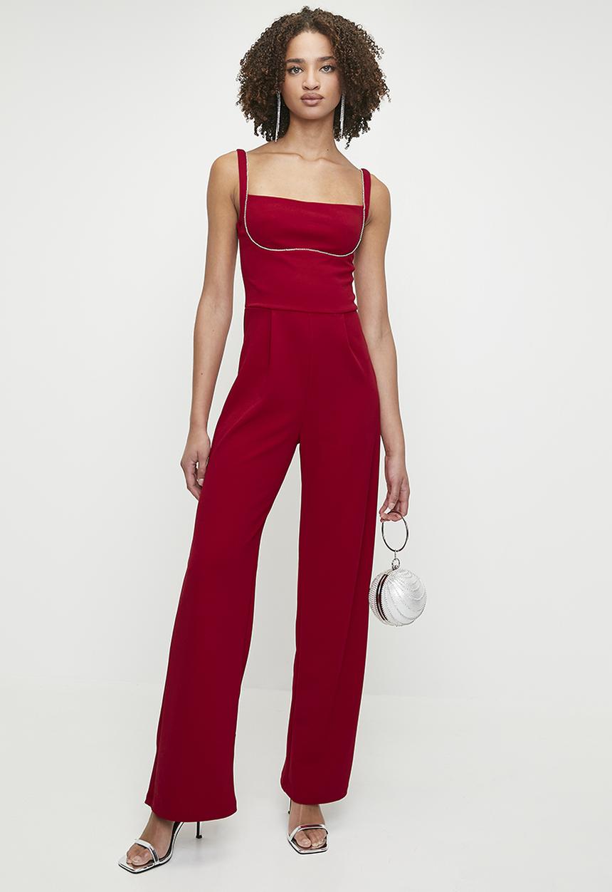 SISSY BOY - So demanding:jumpsuit with an underbust cutline - deep red