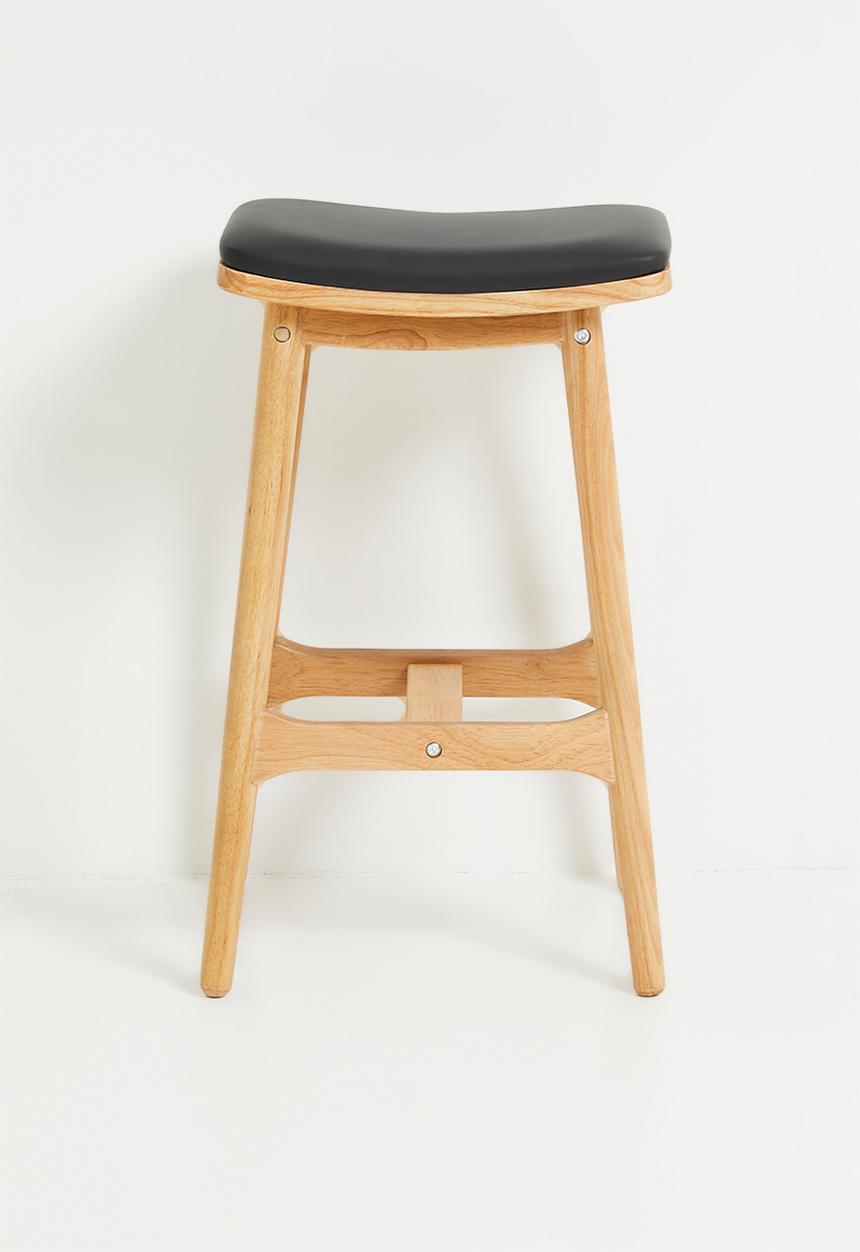 Sixth Floor - Carter wooden counter stool with PU seat - Natural