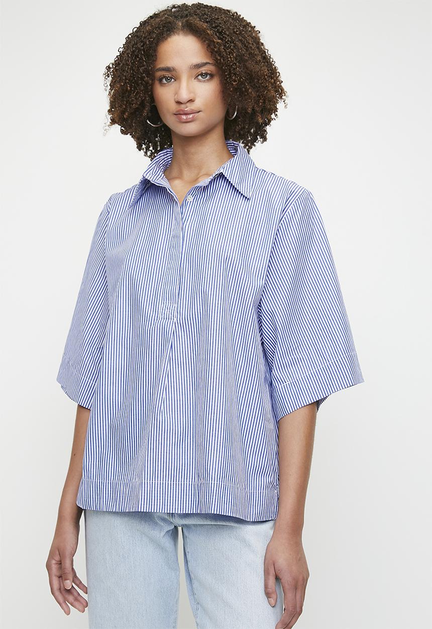 Me&B - The Perfect Boxy Shirt - Bluestripe