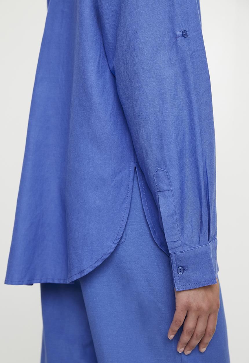 Me&B - Linen one pocket shirt - marine