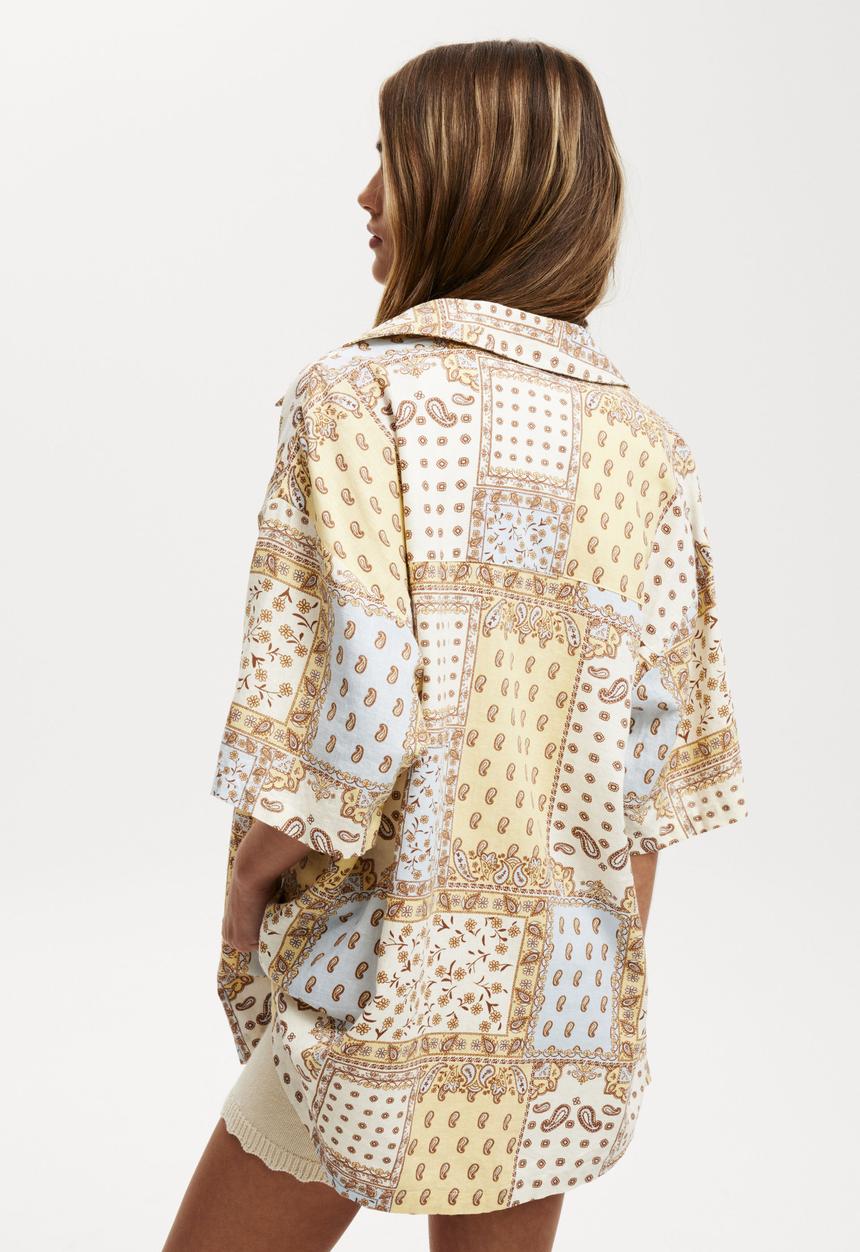 Cotton On - Haven Short Sleeve Shirt - Limo Bandana Lemon