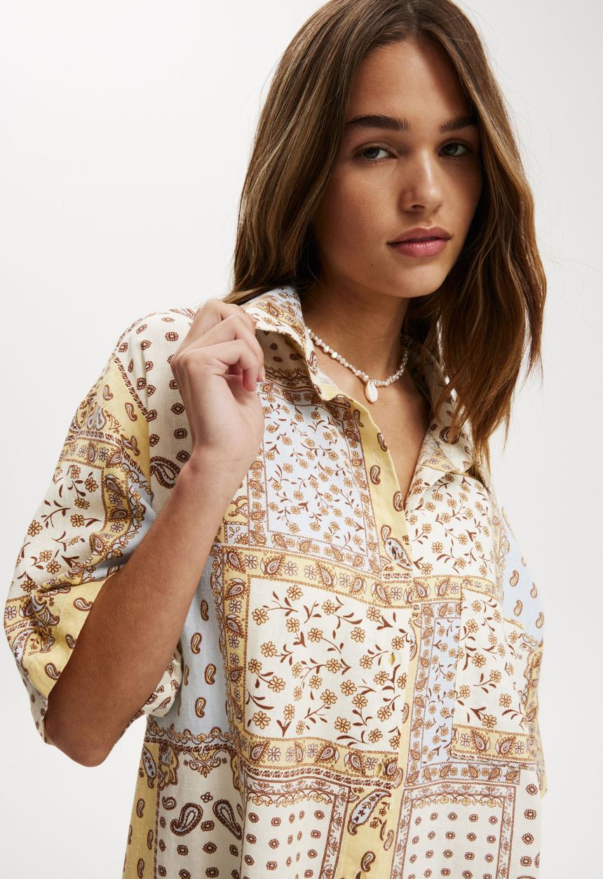 Cotton On - Haven Short Sleeve Shirt - Limo Bandana Lemon