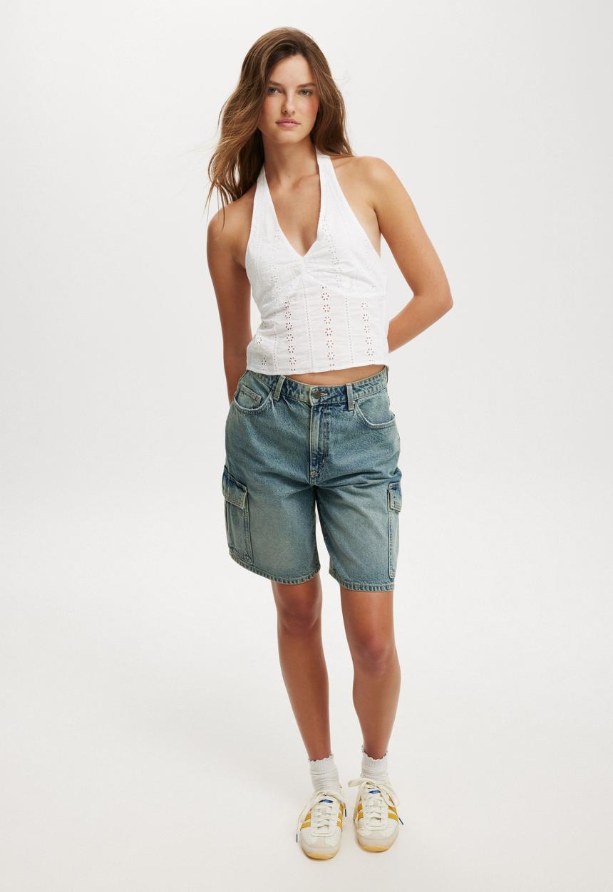 Cotton On - Gia Halter Top - White Broderie