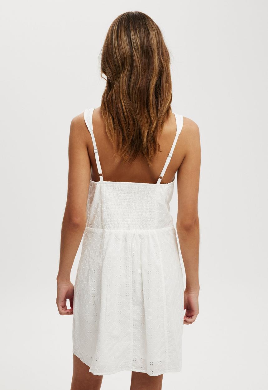 Cotton On - Ribbon Broderie Mini Dress - White
