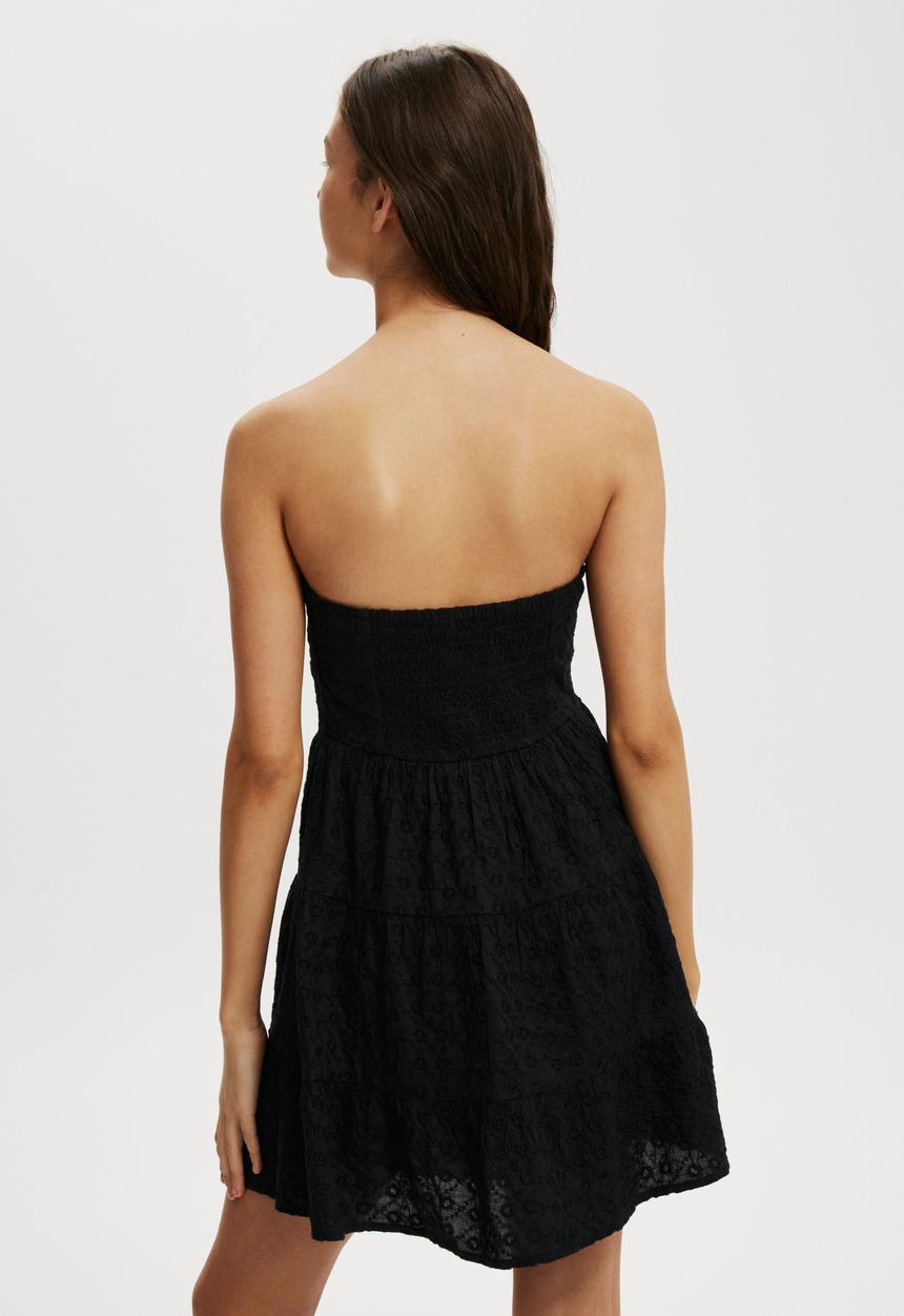 Cotton On - Jaime Strapless Mini Dress - Black Broderie