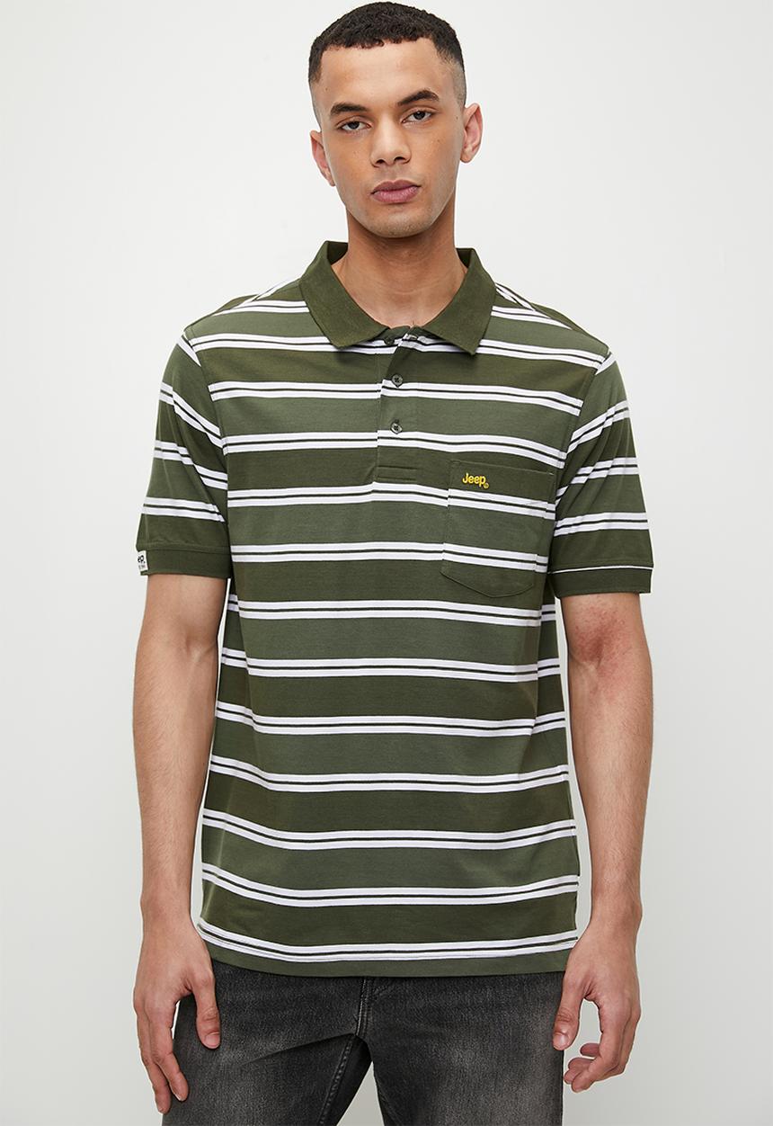 JEEP - Yarndye Stripe Polo - Fatigue & Slate 
