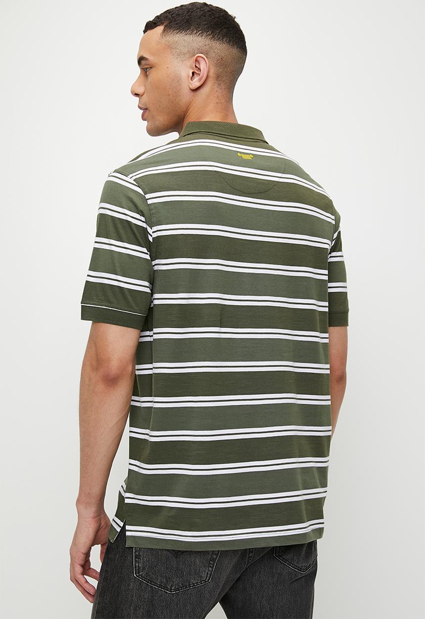 JEEP - Yarndye Stripe Polo - Fatigue & Slate 
