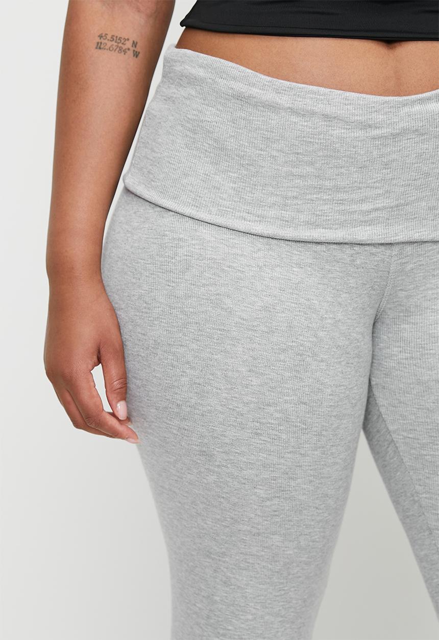 Cotton On - Plus Sleep Recovery Roll Waist Pant - Grey Marle Rib