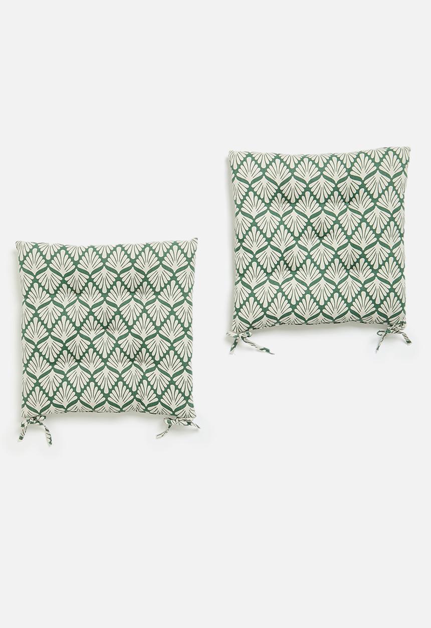 Sixth Floor - Shelo seat pad set of 2 - Green & White