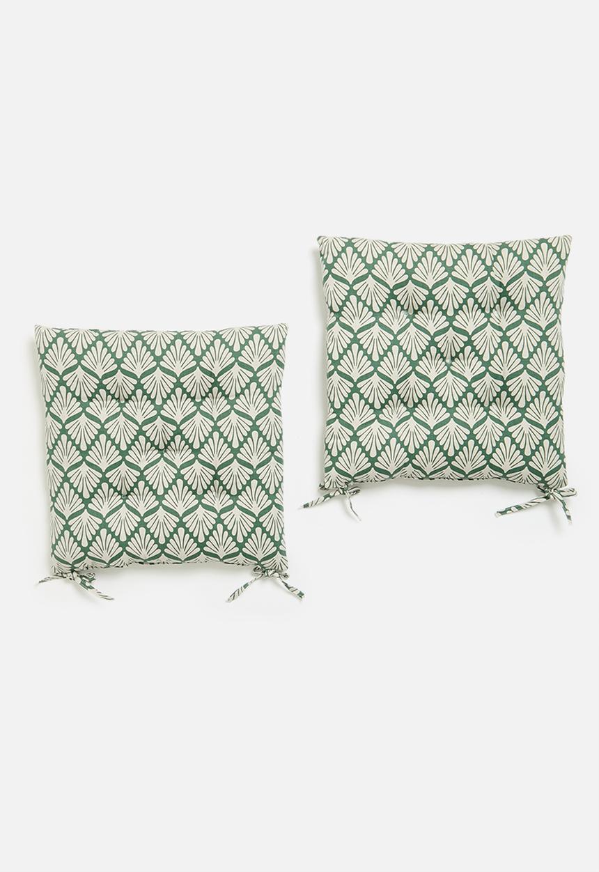 Sixth Floor - Shelo seat pad set of 2 - Green & White