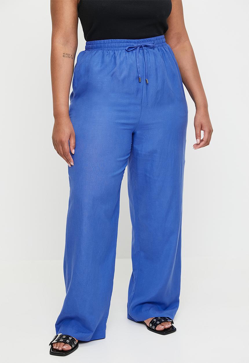 Me&B - Plus straight leg linen pants - marine
