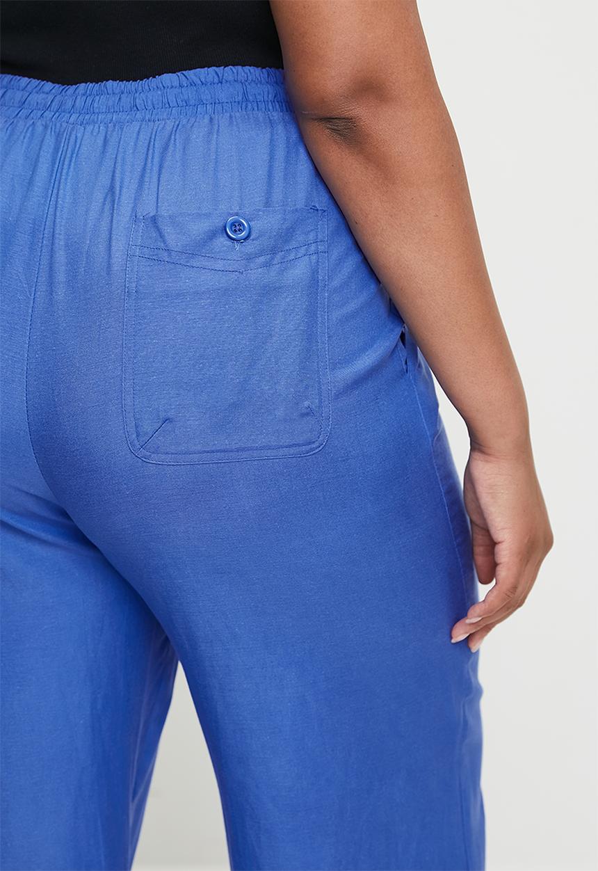 Me&B - Plus straight leg linen pants - marine