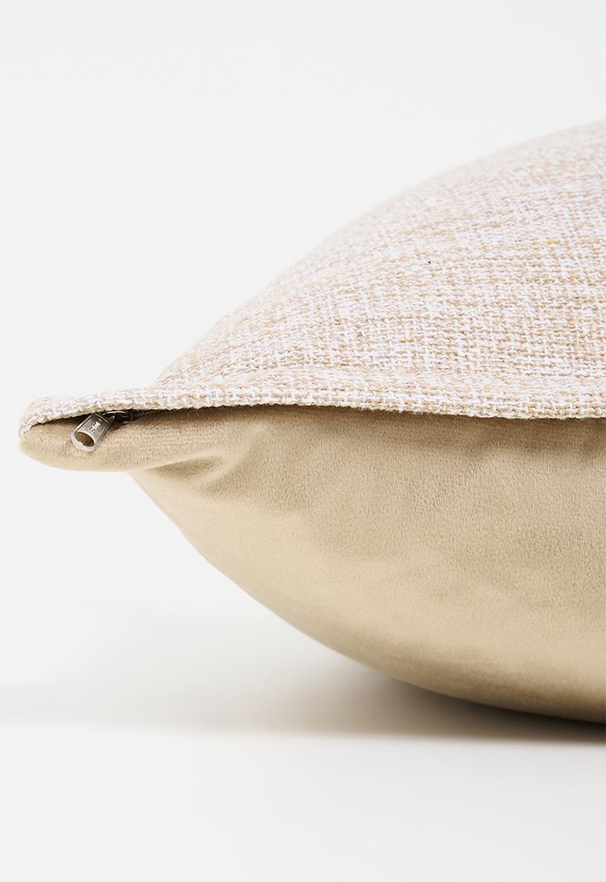 Sixth Floor - Fan Linen & velvet cushion cover - neutral