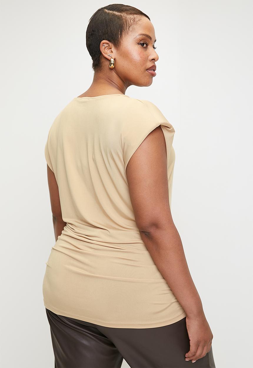 Superbalist - Power shoulder ruched detail tee - stone