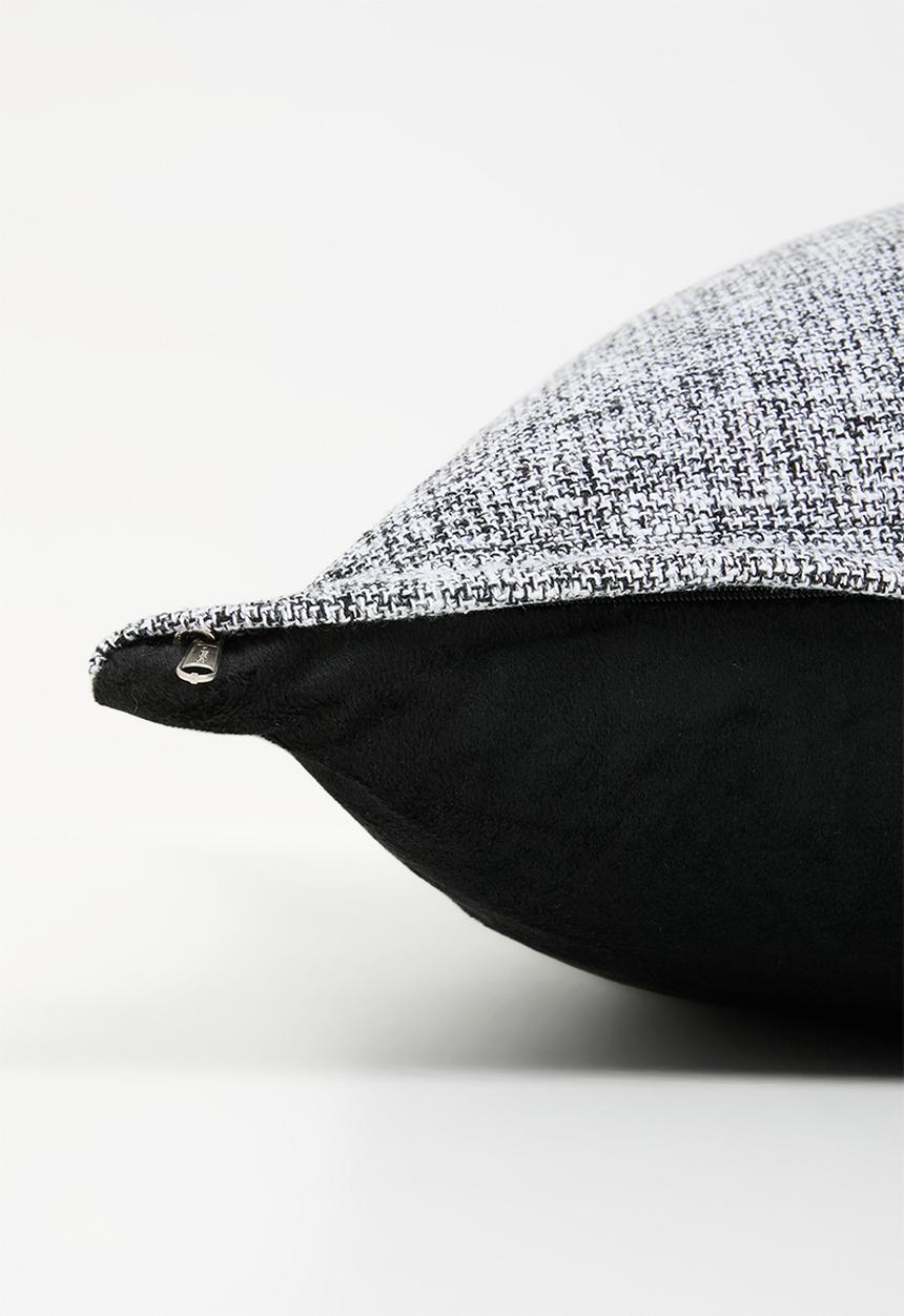 Sixth Floor - Fan linen & velvet cushion cover - Black