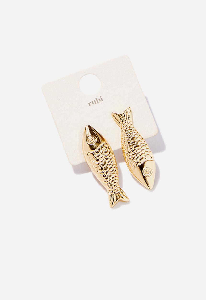 Rubi - Sardine small charm earring - gold