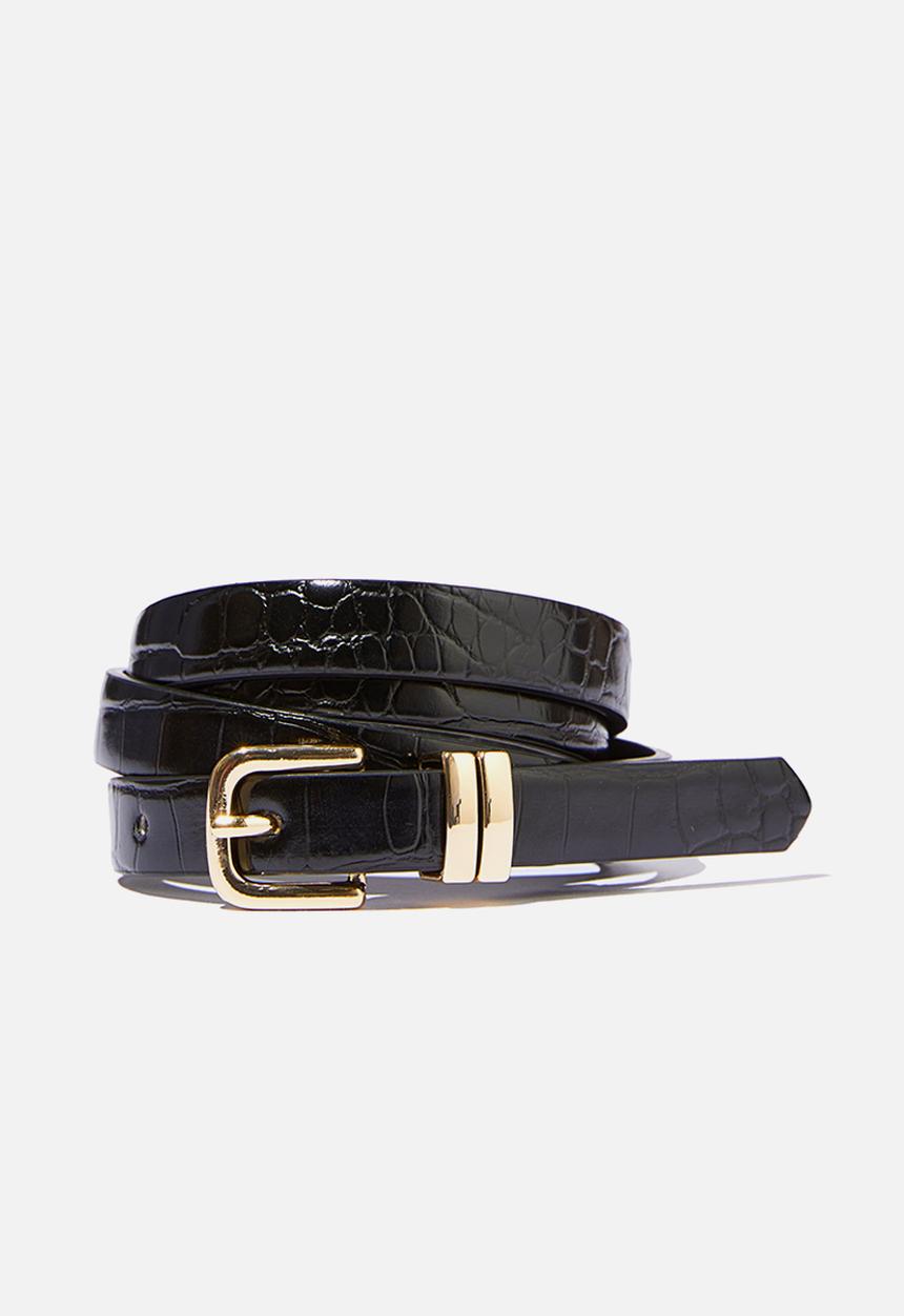 Rubi - Stacey slim belt-black/gold