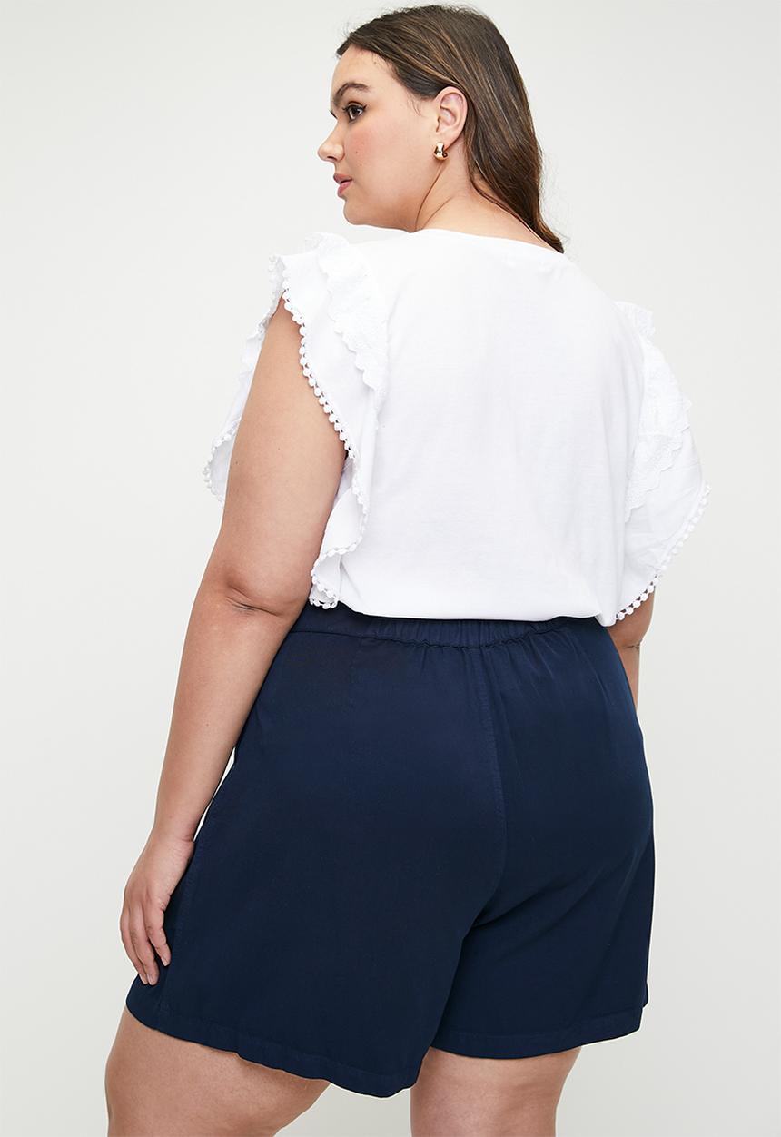 edit - Anglaise ruffle tee plus - white