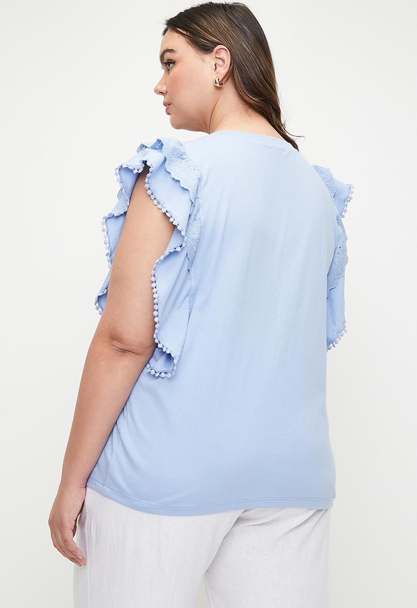 edit - Anglaise ruffle tee plus - soft blue
