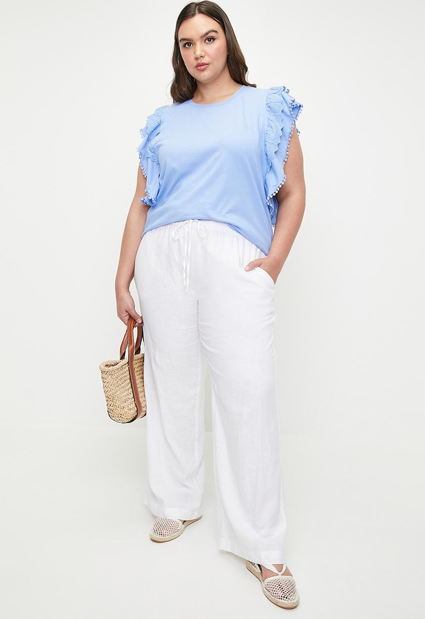edit - Anglaise ruffle tee plus - soft blue