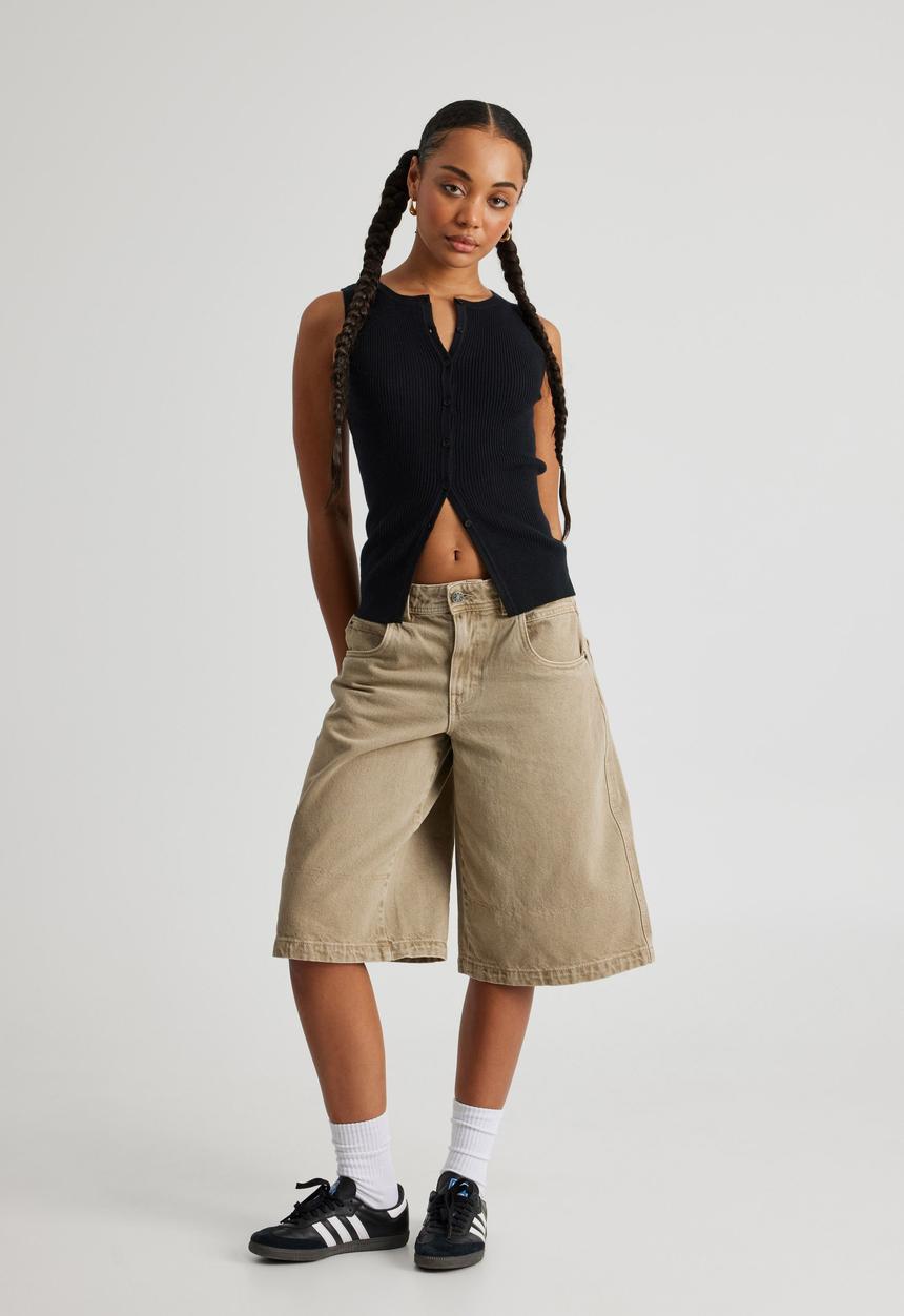 Factorie - Rosie Button Up Knit Tank - Black