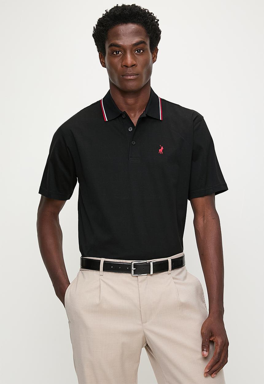 POLO - Tony Tipped Mercerised Short sleeve Golfer - Black