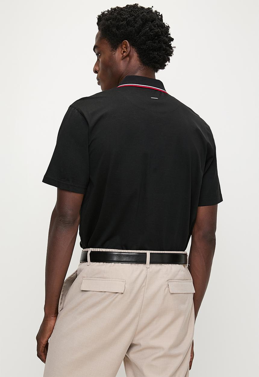 POLO - Tony Tipped Mercerised Short sleeve Golfer - Black