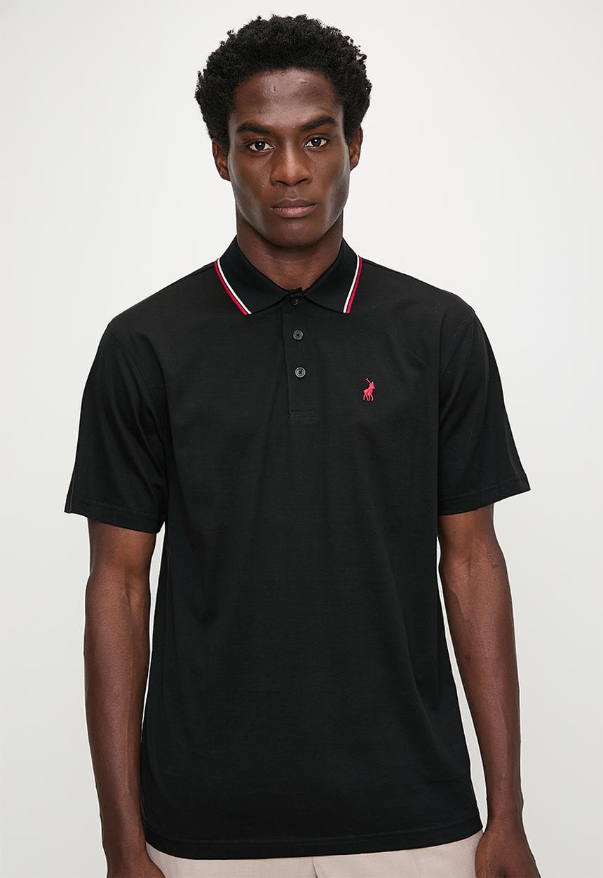 POLO - Tony Tipped Mercerised Short sleeve Golfer - Black