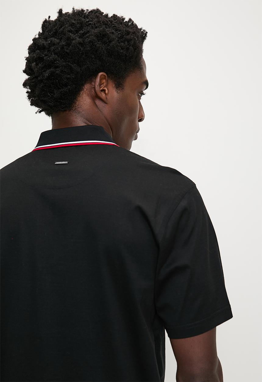 POLO - Tony Tipped Mercerised Short sleeve Golfer - Black
