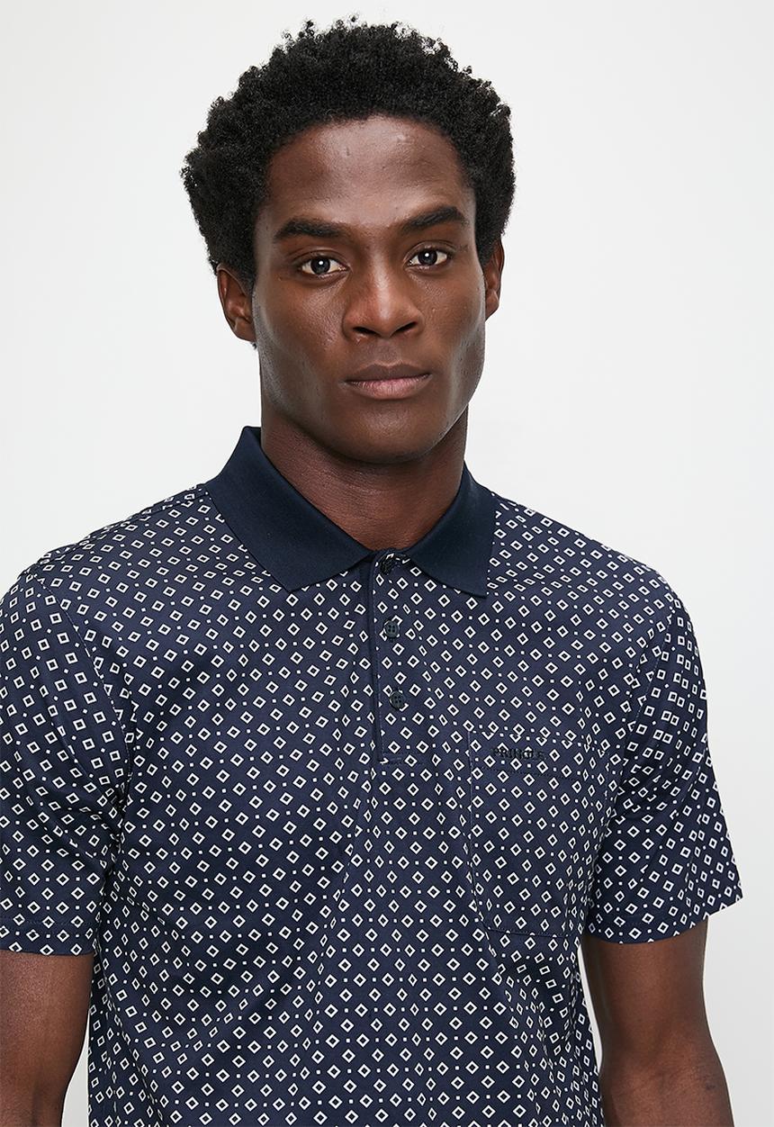 Pringle of Scotland - Kurt mercerized jacquard golfer - navy