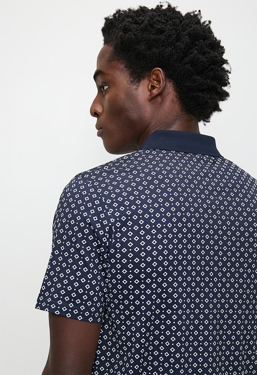 Pringle of Scotland - Kurt mercerized jacquard golfer - navy