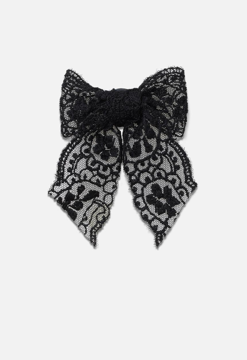 Crocs - Black lace bow loose - black