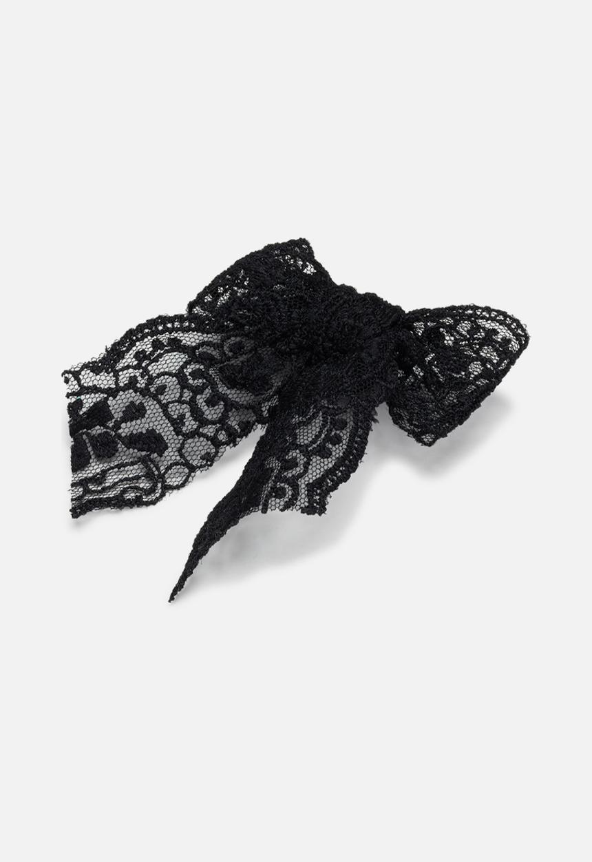Crocs - Black lace bow loose - black