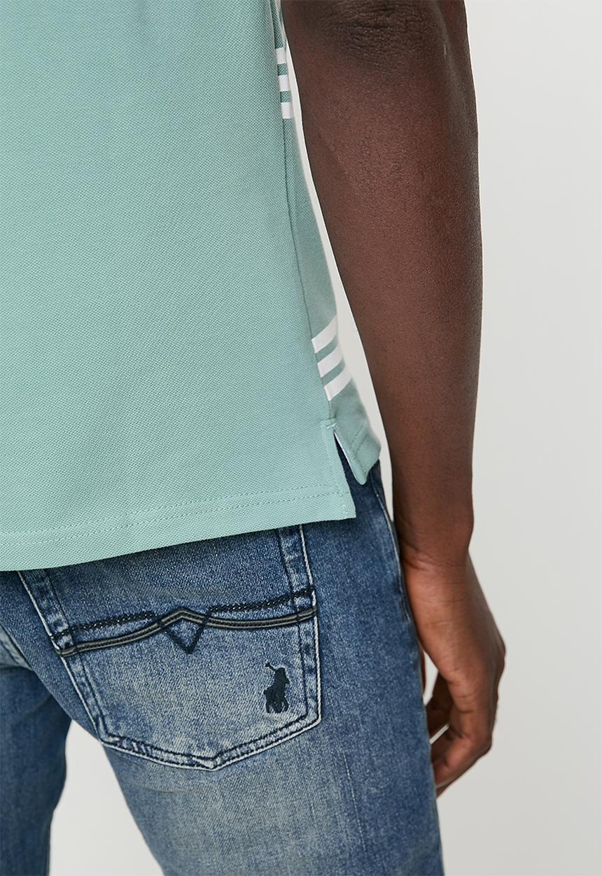 POLO - Migos Check Printed Short sleeve Golfer - Aqua