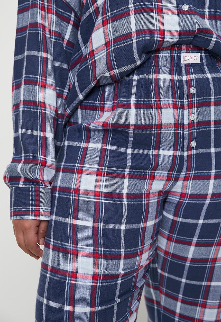 Plus flannel boyfriend boxer pant - toni check/ navy white and red