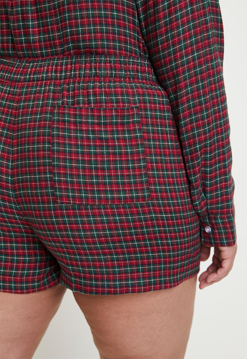 Cotton On - Plus flannel boyfriend boxer short - chrissy check/red