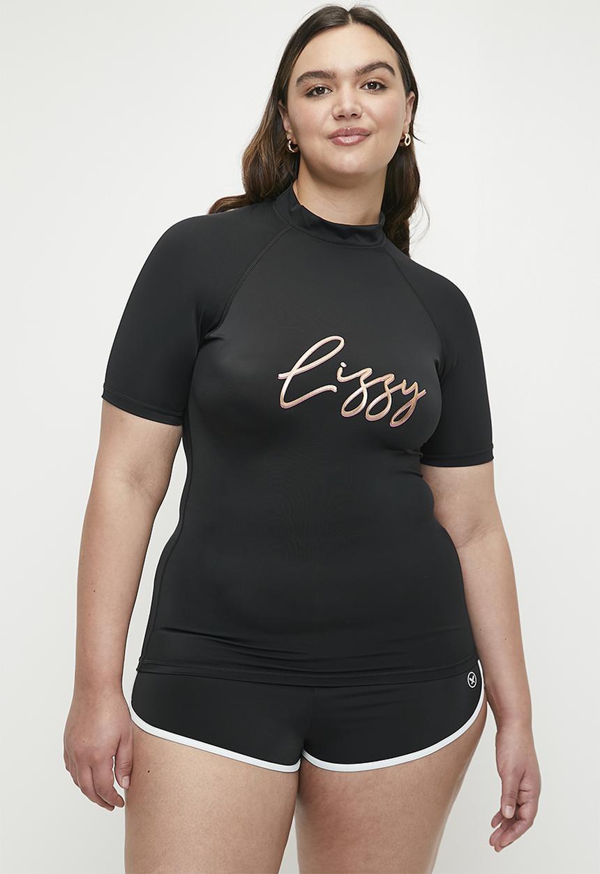 Lizzy - Plus Tulua Short Sleeve rashie - black
