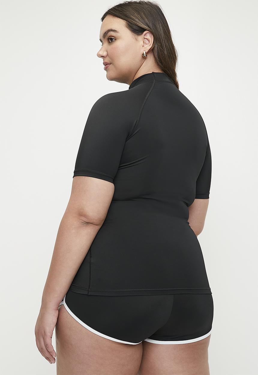 Lizzy - Plus Tulua Short Sleeve rashie - black