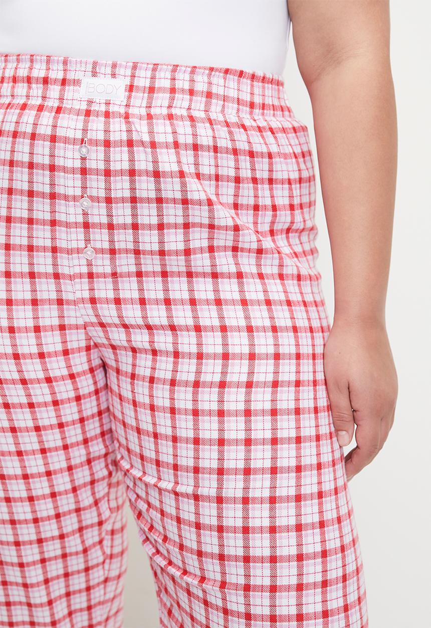 Cotton On - Plus flannel boyfriend boxer pant - robbin check cherry pop