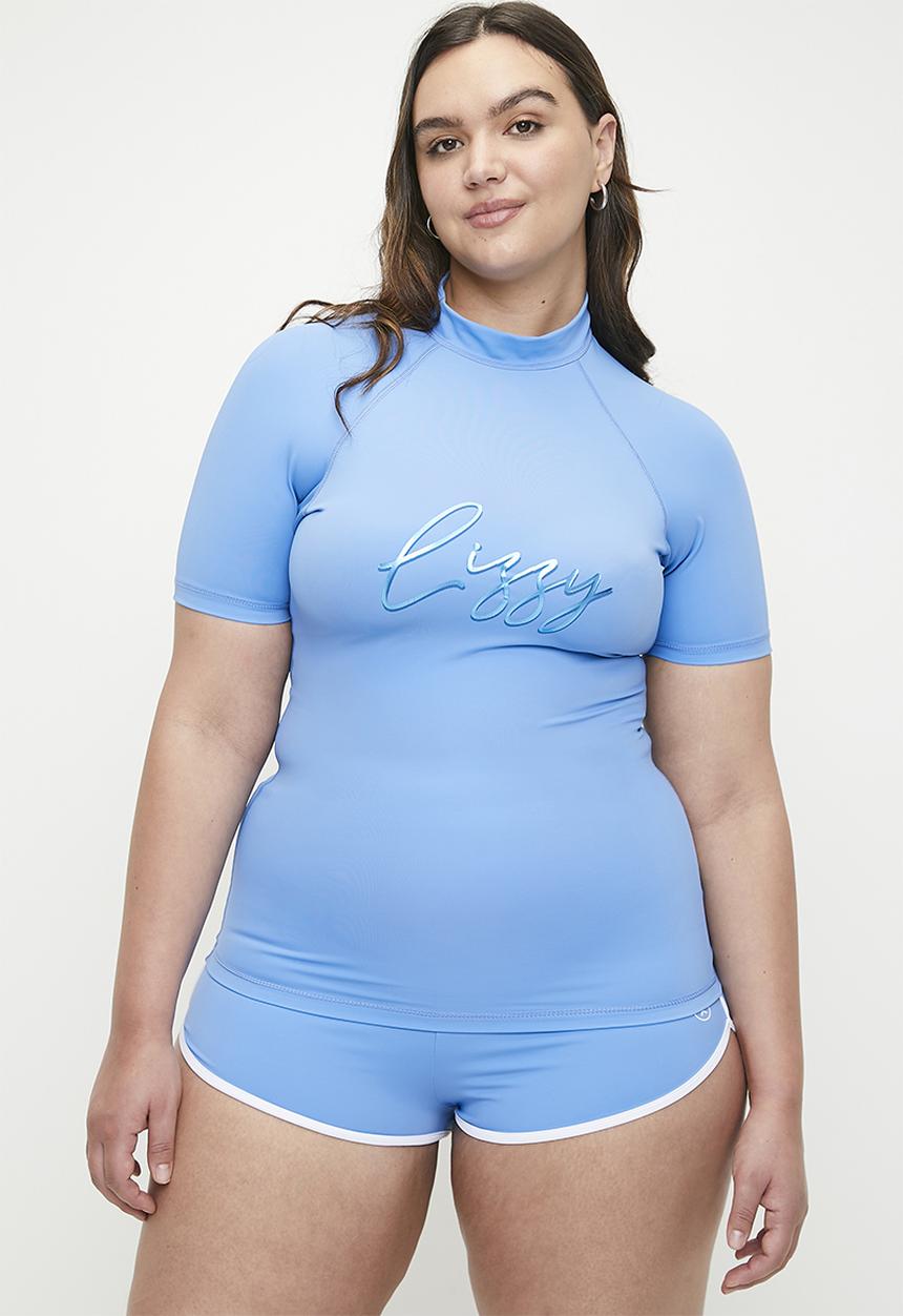 Lizzy - Plus Tulua Short Sleeve rashie - azure blue