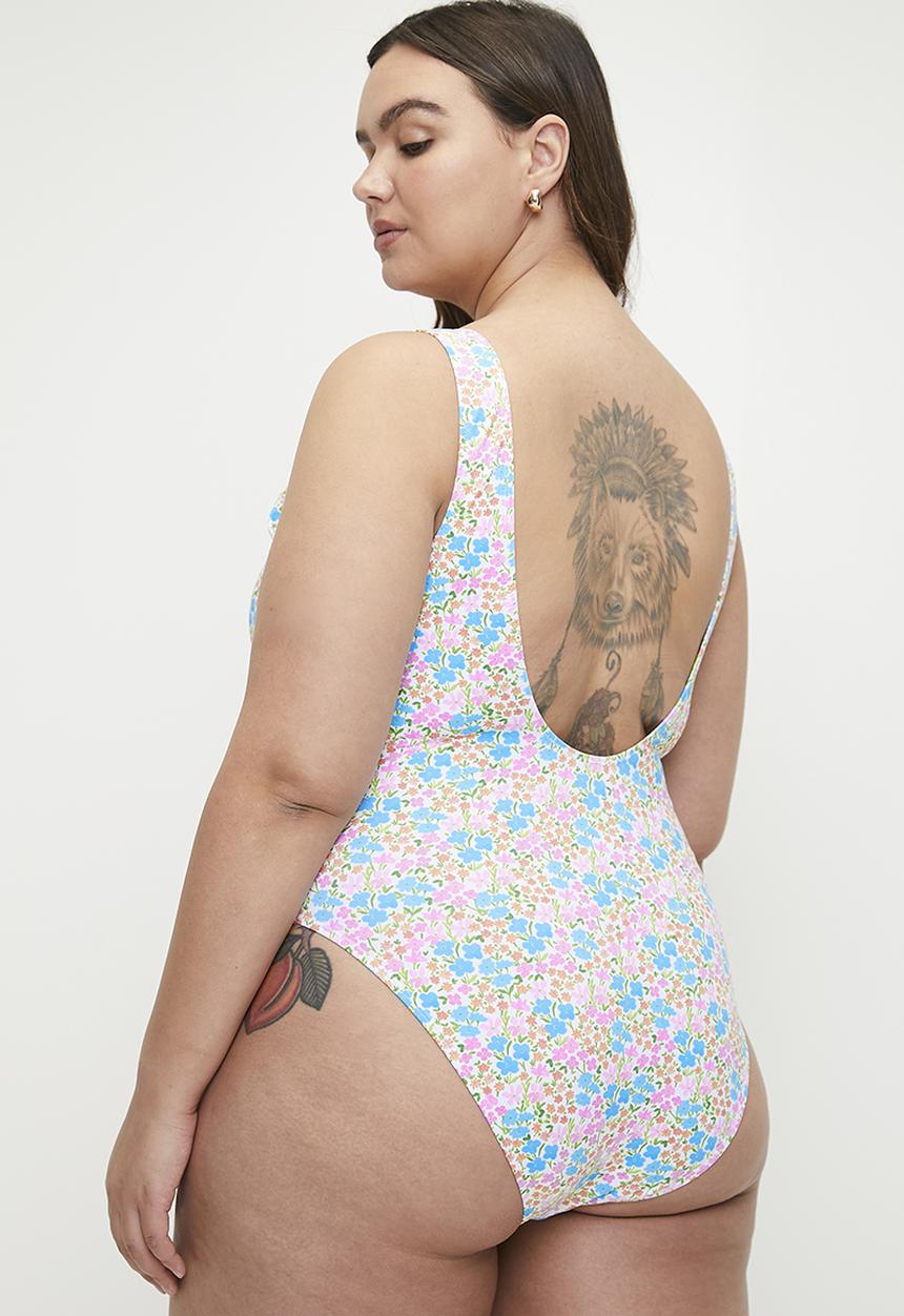 Cotton On - Plus Scoop Back One Piece Cheeky - Gina Floral
