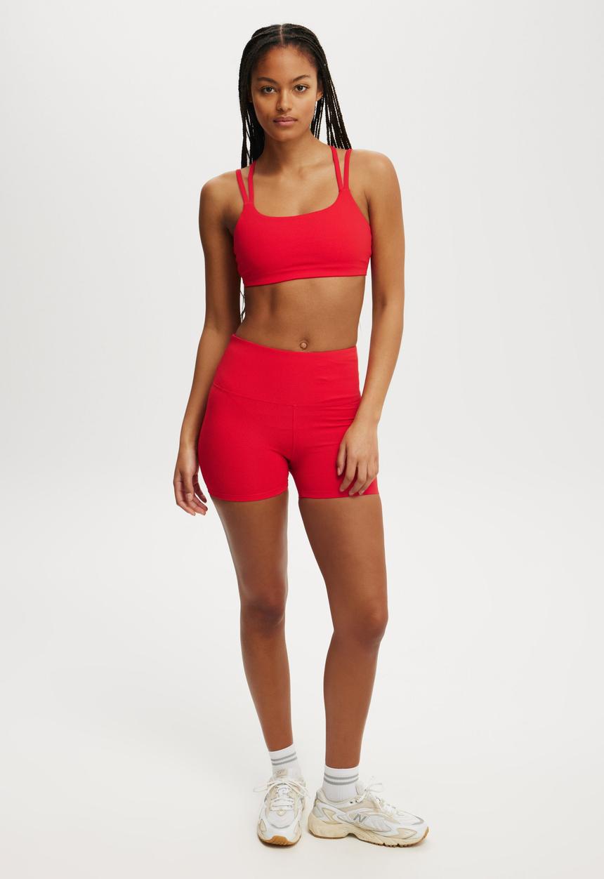 Cotton On - Highwaisted Shortie Short - Crimson Red Rib