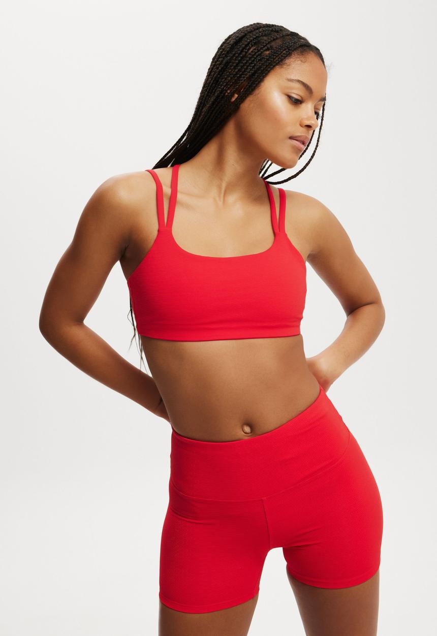 Cotton On - Highwaisted Shortie Short - Crimson Red Rib