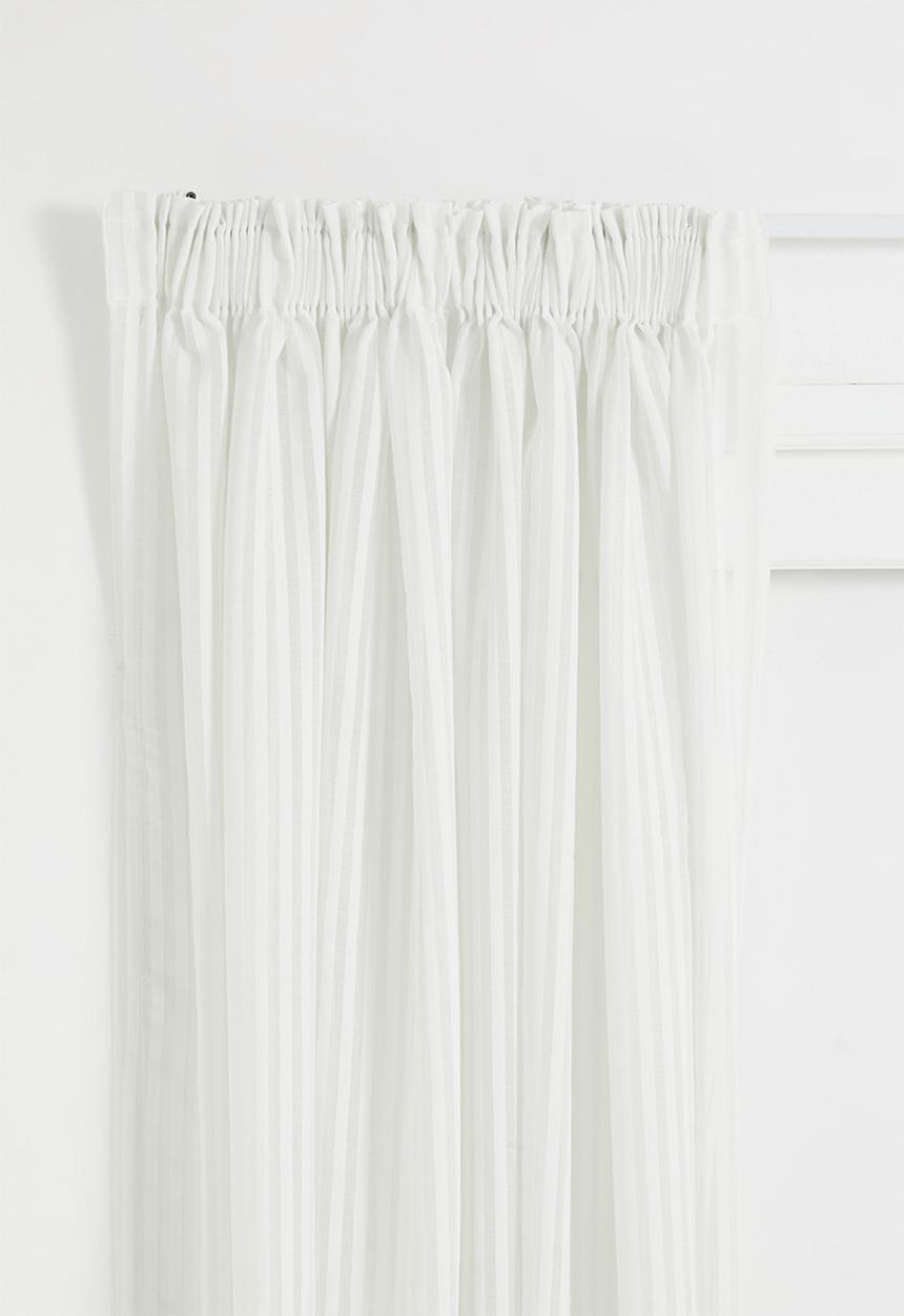 Sixth Floor - Chenille Stripe Taped Curtain - White